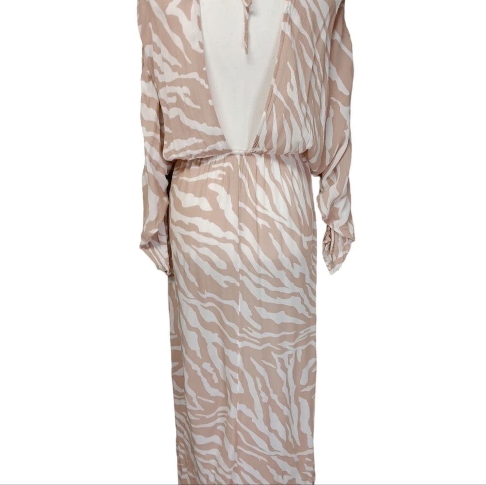 ASOS DESIGN plunge front beach maxi dress in tonal animal print Women's Size 2 - Picture 3 of 8